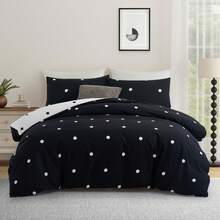 Soft Brushed Microfiber Duvet Bedding Set Wave Pattern For Household Bedroom - Black and White Dotted - View 6