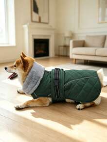 Winter Dog Coat, Reflective Fleece Vest With Adjustable Buckle And Drawstring Hole, Suitable For Outdoor Walks In Cold Weather, Suitable For Medium And Large Dogs - Green - View 4