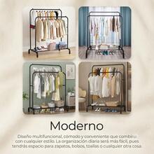 Todo Hierro Raganet, Perchero para Ropa de Doble Poste, Closet Plegable de Acero Inoxidable, Organizador de Ropa, Calzado y Accesorios, Medidas 150 cm alto x 110 cm Largo x 57.5 cm Ancho - Negro - Ver 3