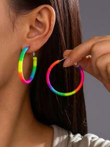 3 Pairs Women's Colorful Boho Woven Heart Hoop Earrings, Suitable For Daily Wear And Gifts, Unique Earrings - Multicolor - View 9