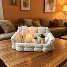 1pc 3D Printed Mini Fabric Sofa Shaped Jewelry Storage Tray, Cream Style Watch, Ring, Necklace Desktop Storage Dish; Decorative Tray, Storage Dish, Snack Holder, Miscellaneous Storage Tray, Display Tray, Soft Decor Accent Tray, Entryway Tray, Hallway Storage Tray, Desktop Tray, Countertop Storage Dish - White - View 12