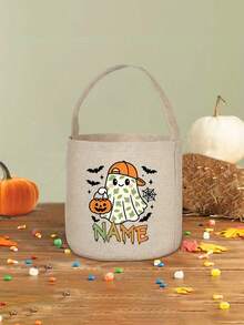 Tas jinjing Halloween yang dapat disesuaikan untuk kegiatan "trick-or-treating" (mengumpulkan permen), menampilkan desain hantu, sempurna untuk membawa permen yang cukup untuk pesta dan acara. - MultiWarna - View 10