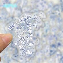 50 Blue And White Flower Fun Cartoon Stickers, Exquisite And Fun Stickers For Decorating Stationery, Laptops, Phone Cases, Suitcases, Guitars, And Helmets - Multicolor - View 7