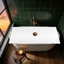 White PVC Stainless Steel Foldable Bath Cover With Protective Edge For Dust-Proofing And Keeping The Water Temperature - White - View 2