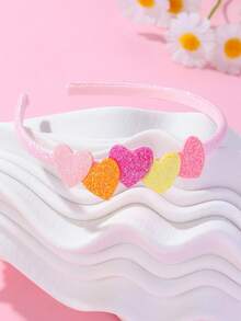 1 Pieza Cinta Para El Pelo De Plástico Decorada Con Corazones De Brillo Coloridos Linda Para Niñas, Para Decoración Diaria - Multicolor - Ver 2