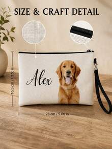 Custom Pet Photo Makeup Bag, Personalized Text Zipper Pouch With Wrist Strap, Multi‑Use Storage Pouch, Nice Gift For Pet Lovers Birthday Holiday - Multicolor - View 7