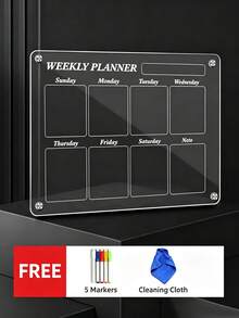 1 Set Magnetic Acrylic Weekly & Monthly Planner Set, Transparent Reusable Whiteboard, Dry-Erase Surface, Easy To Write And Erase, Suitable For Refrigerator Storage, Schedule Planning And Home Organization - Multiple Styles - View 5