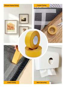 2 Rolls Strong Adhesive Fabric Tape, No-Cut Multi-Function No Damage Hemming Tape, Suitable For Fabric Clothing No-Sew Self-Adhesive Fixing - Yellow - View 11