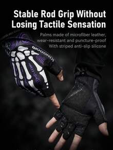KINGDOM Ice Silk Fingerless Fishing Gloves Breathable Lightweight Anti-Slip Microfiber Palm Gloves With Extended Wrist Cuff Flexible Fingerless Design Snap Button Closure For Lure Fishing Anglers Outdoor Sports - Multicolor - View 5