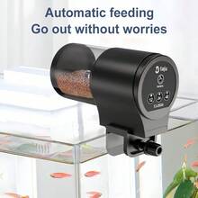 1pc Automatic Fish Feeder | Small Aquarium Goldfish Automatic Feeder With Timer, Holiday Automatic Feeding, Suitable For Fish Food, Battery Powered, Batteries Not Included - Black - View 2