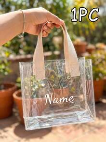 1pc Personalized Thick Transparent PVC Gift Bag (With Handle) - Reusable, Holiday Gift Bag, Plastic Floral Gift Bag, Suitable For Wedding Party, Bridal Shower, Wedding Gifts And Shopping, Suitable For Wedding, Birthday, Engagement - Multicolor - View 12