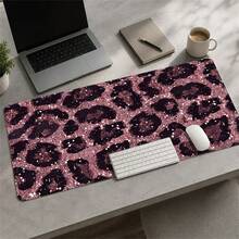 1pc Pink Glitter Leopard Print Pattern Mouse Pad Cute HD Rubber Desk Pad Extended Gaming Keyboard Mats Extra Large XXL Non-Slip Office & Gaming Mousepad - View 10