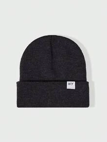 1件中性款 Y2K 風格刺繡 Logo NY 針織毛帽，戶外防寒休閒百搭冬季保暖帽，適合日常通勤 - 針織帽 - 查看 43