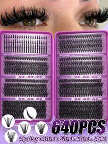456/584/640 Clusters Single Strand False Eyelashes, Eyelash Storage Book, Cluster False Eyelashes, DIY Home Eyelash Extensions, Spiky Style Eyelashes, Medusa Style Eyelashes, "Fairy Style" Eyelashes, Multi-Function False Eyelash Set - Suitable For Daily Makeup - Multicolor - View 21