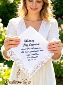Customized Photo Wedding Handkerchief: Gift, Bride's Mother Gift, Wedding Gift For Parents, Wedding Keepsake, Wedding Handkerchief, Gift For Bride's Father, Groom's Father Gift - Multicolor - View 9