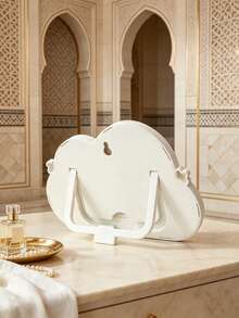 Cute Cloud Design Multifunctional Makeup Mirror, Built-In Phone Holder, Supports Smartphones And Small Tablets. Foldable Stand Suitable For Desktop Use, Back Hanging Hole For Wall Mounting. Equipped With Storage Hooks To Hold Hair Ties And Hair Clips. Ideal Vanity Decoration, Perfect For Makeup And Hands-Free Video Viewing. - Multicolor - View 6