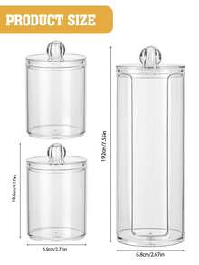 1/2/3 PiecesCotton Pad & Swab Storage Set | Bathroom Storage: Containers For Cotton Balls, Makeup Remover Pads, And Cotton Swabs - Multicolor - View 10