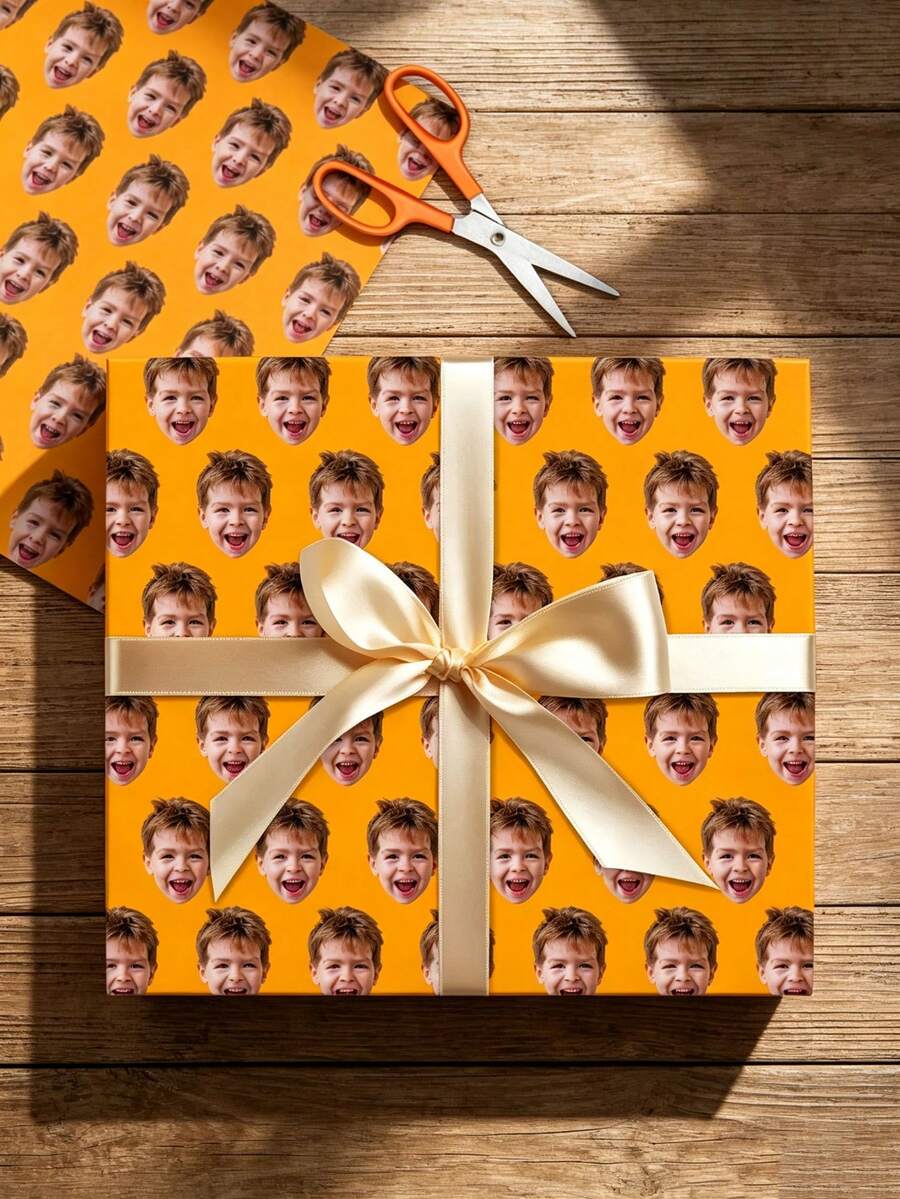 Custom Photo Wrapping Paper, Personalized Face Image Print Gift Wrap, Custom Portrait Decorative Wrapping Paper For Birthday, Holiday, Anniversary Gift Packaging - Multicolor - View 1