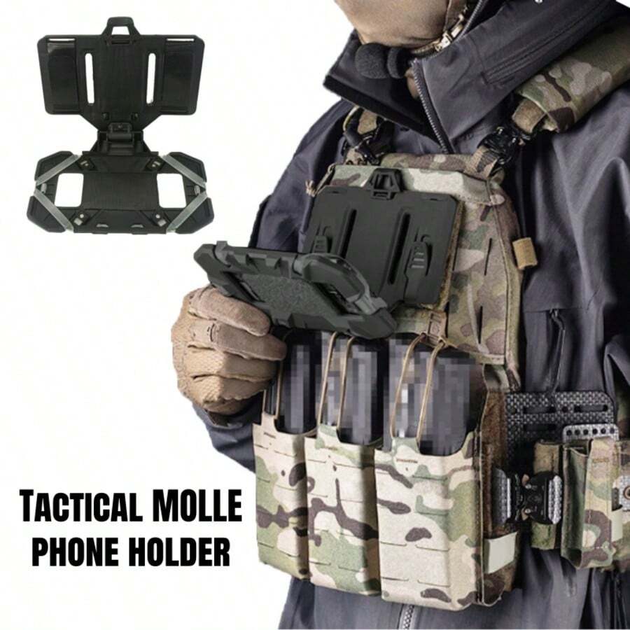 Tactical MOLLE Management Panel, Foldable Phone/GPS Mount, Navigation Board, Chest Rig/Vest Accessory, Hunting Vest Tactical Storage Accessory - Multicolor - View 1