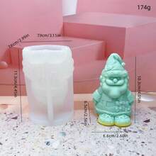 1pc New Hat Santa Claus Candle Mold DIY Big Beard Santa Claus Aromatherapy Candle Plaster Silicone Mold - White 1 - View 2