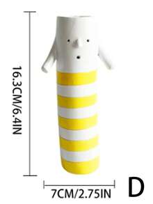 Cute Cartoon Character Resin Flower Vase, Green Wavy Stripes Face Vase With Small Arms, Creative Desktop Ornament, Tabletop Decor For Bedroom Living Room Shelf, Boho Home Decorative Gift - Figurine - View 12