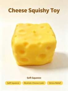 1PC Giant Realistic Cheese, Extra Large Soft Rubber, Student & Adult Stress Relief Fun Gift, Squishy, Squishies, Squishy, Crunchy Squishy, Squishes, Squish, For Toddler - Multicolor - View 8