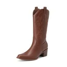 Women Mid-Calf Boots - Brown - View 5