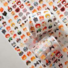 47cm/Loop Kawaii Kitty Head Colorful Cat Die Cut Sticker Cute DIY Goo Card Journal Scrapbooking Photo Card Phone Case Collage Supply - Black - View 3