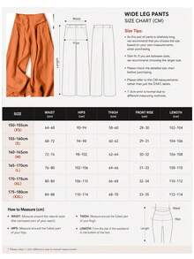 Women's Solid Color Casual Wide Leg Pants With Front Pocket Decor, Back To School Autumn Commute - Orange - View 5