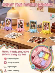Mini 3D Photo Frame 2x3 Inch Small Picture Frame Suitable For Camera Photos Cute Colorful Desktop Photo Frame Home Office Desk Decor - Multicolor - View 3