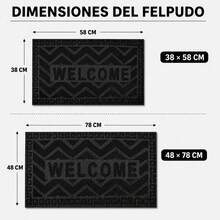 Felpudo Entrada Casa, Alfombrilla Retangular Absorbente con Base de Goma,Atrapa Suciedad y Humedad, para Interior y Exterior, Puerta, Pasillo y Terraza - PVC+POL. - roombo NEGRO - Ver 5