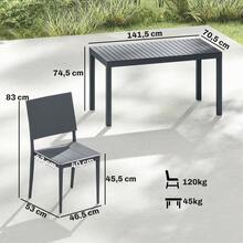 Outsunny 5-Piece Garden Furniture Set, Weather-Resistant For 4 People, Dark Grey | Seating Group, Wide Table, 4 Stackable Chairs, Slatted Design, Dining Set, Garden Set, Patio Set, Garden, Balcony, Terrace - Dark Grey - View 8