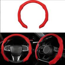 1pc Non-Slip Steering Wheel Cover - Suede/Faux Suede (Material Name, Not Animal Skin) + Supercar Feel + Anti-Freeze + Sweat-Absorbent + Embedded Easy Installation + No Inner Ring; For Car/Pickup/SUV/Van/MPV/D-Shape/O-Shape/Round Steering Wheel - Suede, Non-animal Leather - View 10