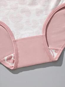 6pcs Pink Heart Print High Waist Cotton Women's Triangle Panties, Comfortable Bodycon Underwear - Multicolor - View 9