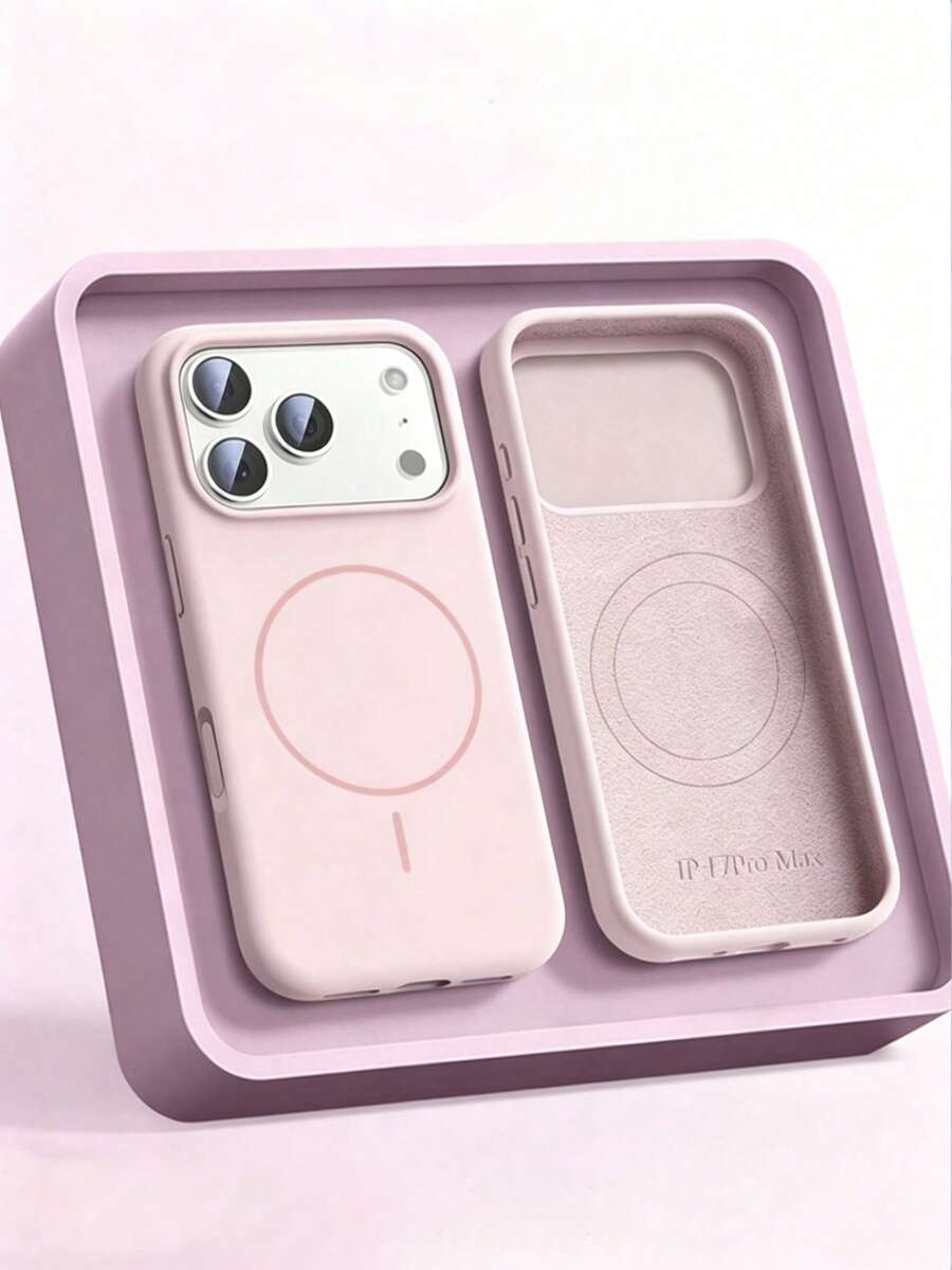 Luxury Magnetic Soft Silicone Wristband Phone Case, Compatible With IPhone 17 Pro Max/17/16/15/14/13/12/11 Pro Max Plus, Supports Magnetic Wireless Charging, Shockproof Protective Shell - Pink - View 1