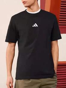 Adidas ESSENTIALS Sportswear Men's Short Sleeve Fashionable Minimalist Versatile Basic Comfortable Crew Neck T-Shirt - Black - View 1