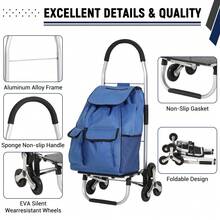 Carro Plegable para Escaleras 3 en 1 | 10 Ruedas Antideslizantes, Mango Telescópico, Aluminio Resistente, Carga 150 kg – Ideal para Mudanza y Oficina - Estilo diario - Ver 3