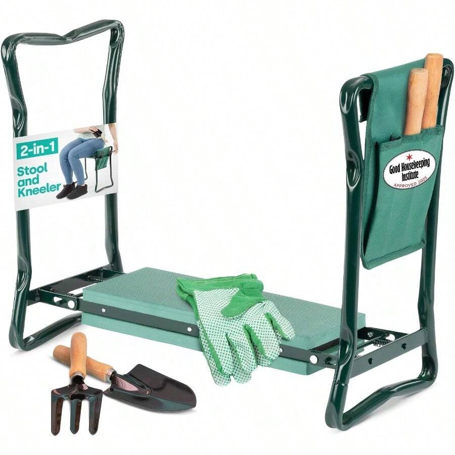 Heavy‑Duty Foldable 2‑In‑1 Gardening Kneeler Stool With Handles And Attached Tool Bag For Garden Work - Default - View 1