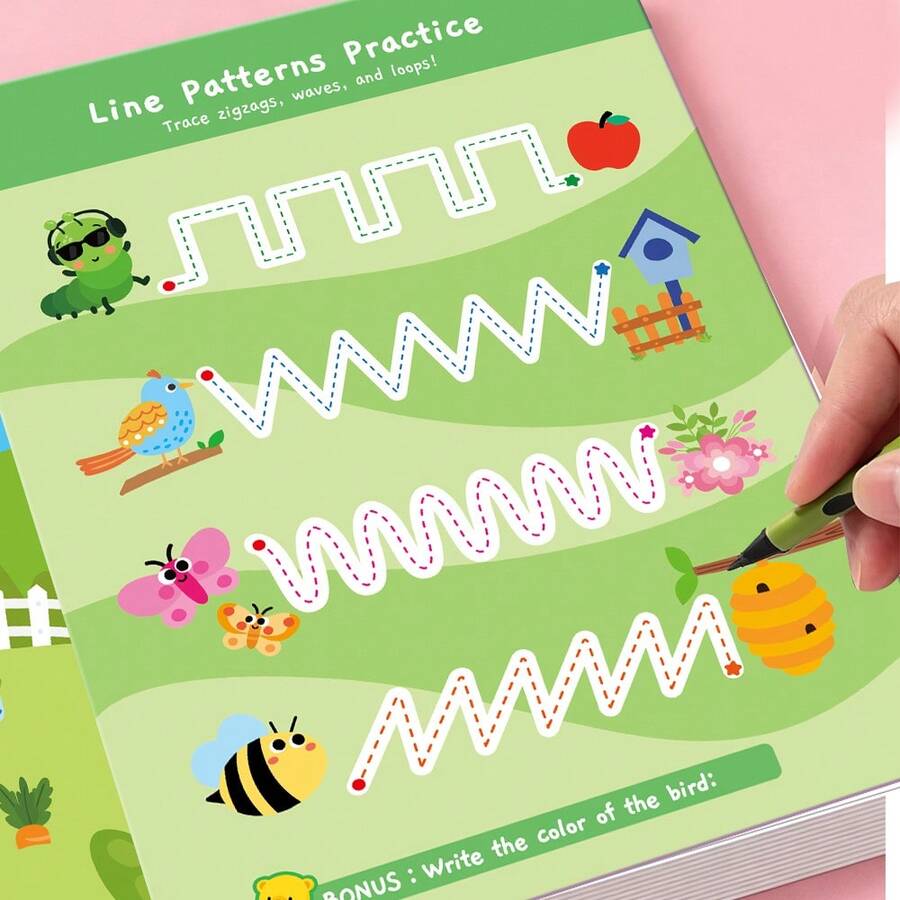 Farm Theme Toddler Pencil Control Workbook, Preschool Handwriting Tracing Book, Early Learning Drawing & Coloring Practice Book, Birthday Gift, Halloween, Christmas