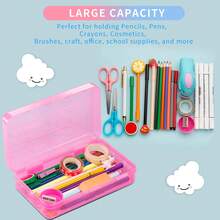 Large Hard Shell Pencil Case, Bulk Transparent Crayon Box | Marker Storage Box, Plastic Storage Box With Snap Lid, Art & Craft Storage Box, Back To School Stationery, Colorful - A - View 1