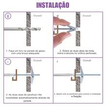 Kit 5 Parafuso Borboleta 70mm Bucha Expansão Drywall Gesso Fixação Reforçada - Bucha Borboleta - Visão 2
