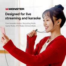Monster Airstar AE20 DSP Sound Card Karaoke Earphones, Type-C Wired Earbuds, 14.2mm Driver Unit, Real-Time Monitoring & ENC Noise Cancelling High-Definition Microphone, 6 Modes High Resolution Studio Recording Earbuds, Suitable For Singing, Podcast, Gaming, Android - View 9