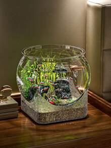 Round Transparent Betta Fish Tank Home Decor Small Ornamental Fish Tank Desktop Fish Bowl - Multicolor - View 11