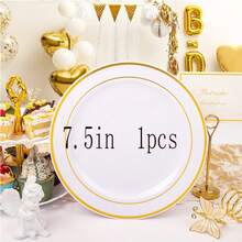 10/25/50 Pack 10.25 & 7.5 Inch White Round Double Gold Rim Dinner Plates, Classic Serving Trays For Fall Family Gatherings & Halloween Parties, Everyday Tableware Must-Haves For Home Hosts, Great For Thanksgiving Christmas - White - View 19