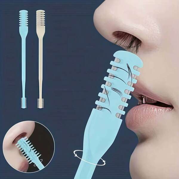 2pcs Double-Sided Blade Nose Hair Trimmer With Storage Box, Portable Manual Nose Hair Trimming Shaving Set, Unisex, Washable 360° Rotating Nose Hair Trimmer - Nose Care Tool
