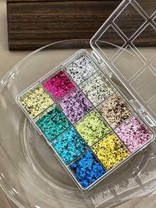 12-Grid Colorful Polka Dot Nail Glitter Set, Mini Mixed Color Round ...