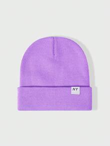 1件中性款 Y2K 風格刺繡 Logo NY 針織毛帽，戶外防寒休閒百搭冬季保暖帽，適合日常通勤 - 針織帽 - 查看 45