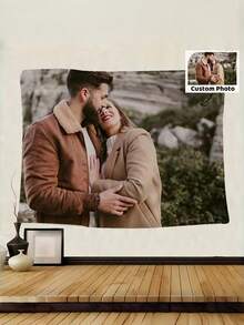Personalized Photo Tapestry - Customizable Fabric Wall Hanging, Suitable For Birthday, Christmas, Valentine's Day - Unique Home Decor Gift For Friends, Family, Couples - No Electricity Required, Personalized Photo Gift, Heart-Shaped Design, Comfortable Texture - Multicolor - View 4