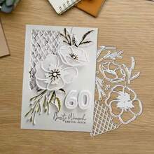 Floral Mesh Pattern Metal Cutting Die, Paper Craft Embossing Cutter, Handmade DIY Greeting Card Making Die Cut Template - Zz1038(12.4*10.1cm) - View 1