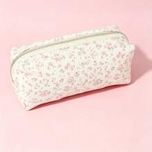 1pc Pink Floral Pencil Case, Lightweight Zipper Stationery Storage Bag, Simple Large Capacity Student Pencil Bag, Portable Pen Storage Box, Office Stationery Bag, Makeup Tool Storage Bag, Desktop Accessory, Suitable For Storing Small Items In School And Office, Pen And Pencil Storage, Daily And Travel Use Makeup Accessory Storage Bag, Back To School Season Gift - Multiple Styles - View 7